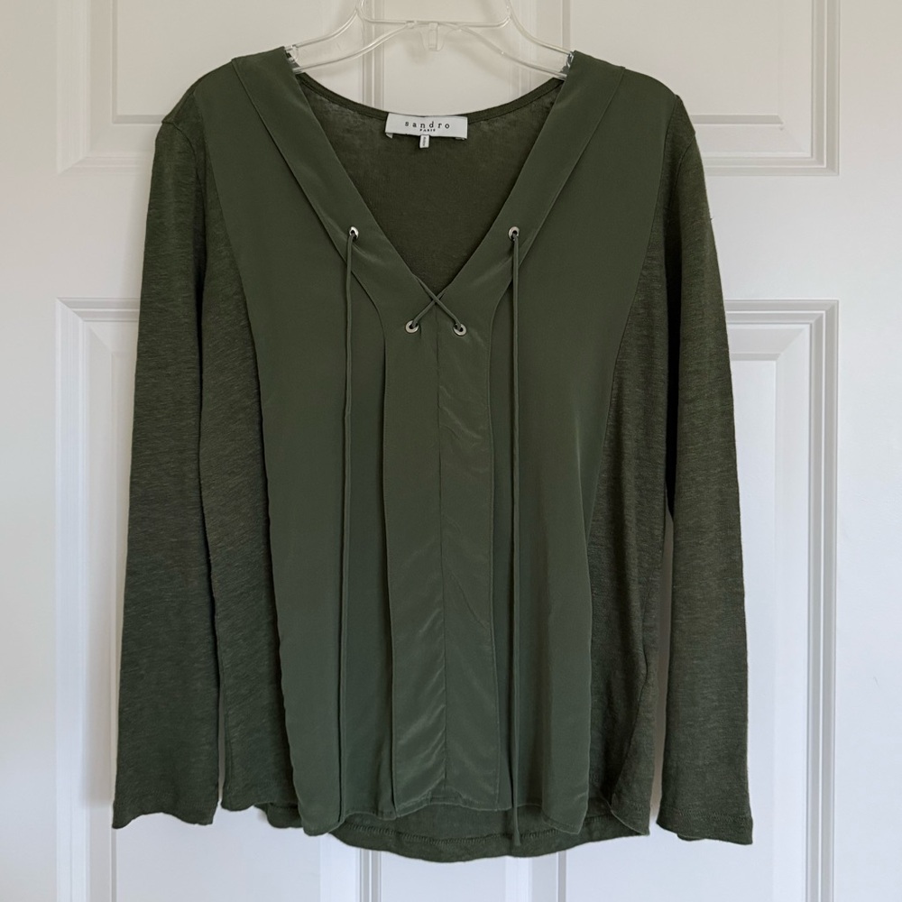 Sandro Linen and Silk Blouse